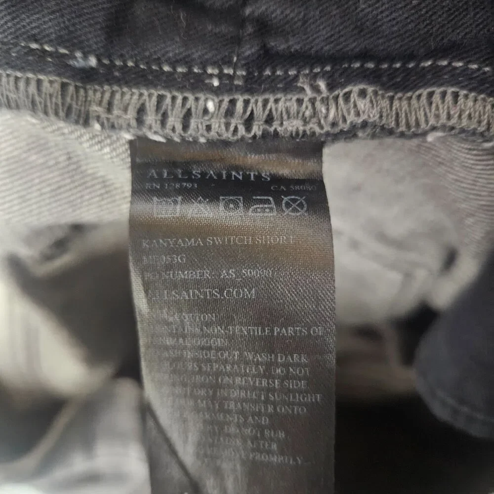 AllSaints Switch Fit Jorts Sz 28 Men's Aged Black Denim Jean Shorts